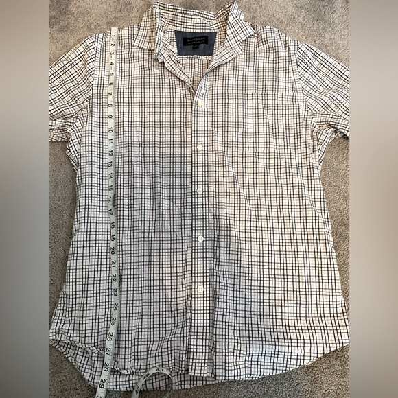 Banana Republic Stretch Soft Wash Slim Fit Casual Shirt Size L Earth Tone Grid - Picture 4 of 9